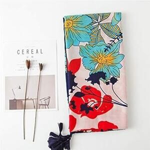 NEW Boho Tropical Design Tasseled Rectangle Soft Chic Scarf Large Blue Orange